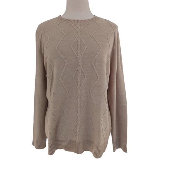 Laura Scott Women's XL Tan Long Sleeve Knit Sweater Cable Detail - Picture 1 of 8